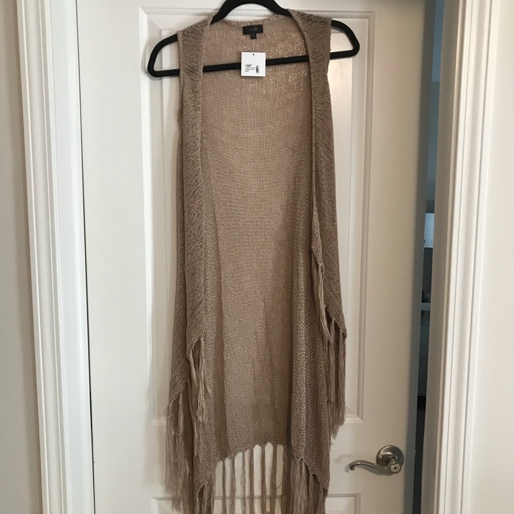 Long Knit Fringe Cardigan